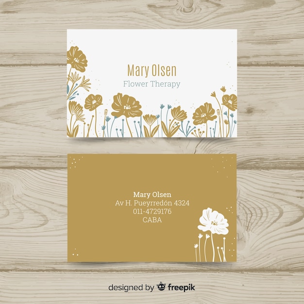 Elegant business card template with floral style