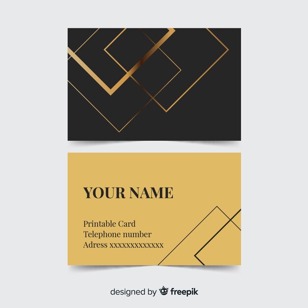 Elegant business card template with golden style