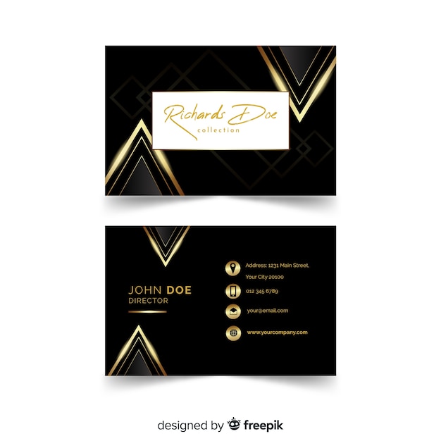 Elegant business card template with golden style