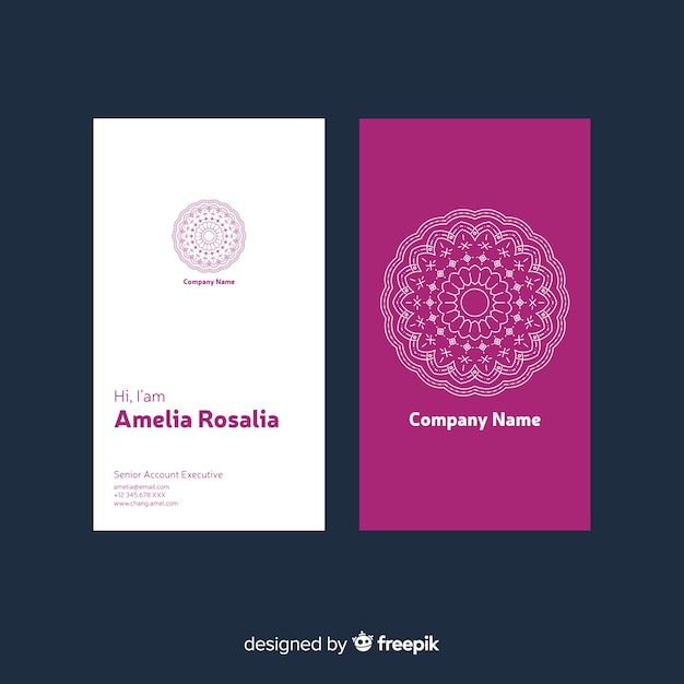 Elegant business card template with mandala design