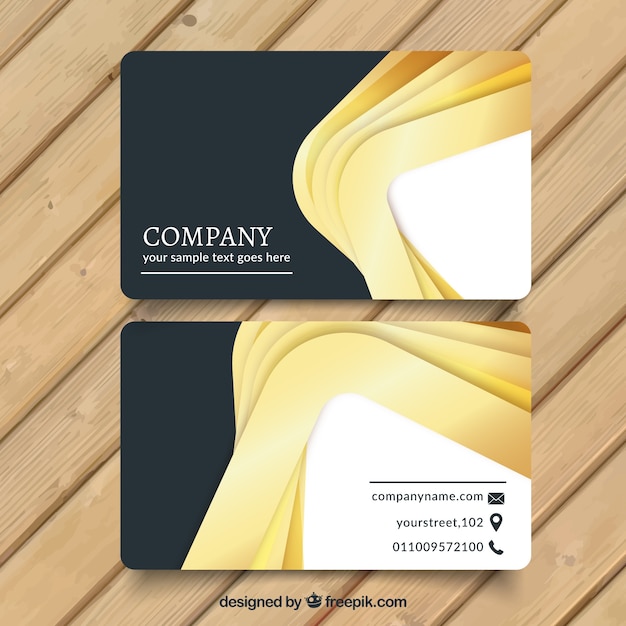 Elegant business card with abstract golden forms