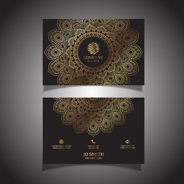 Elegant business card with decorative mandala design