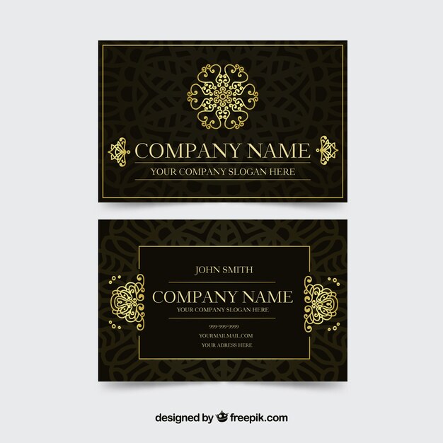 Elegant business card with golden details