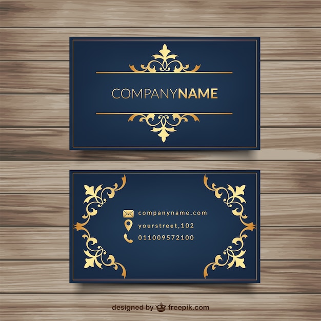 Elegant business card with golden ornaments