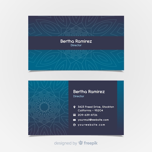 Elegant business card with mandala design