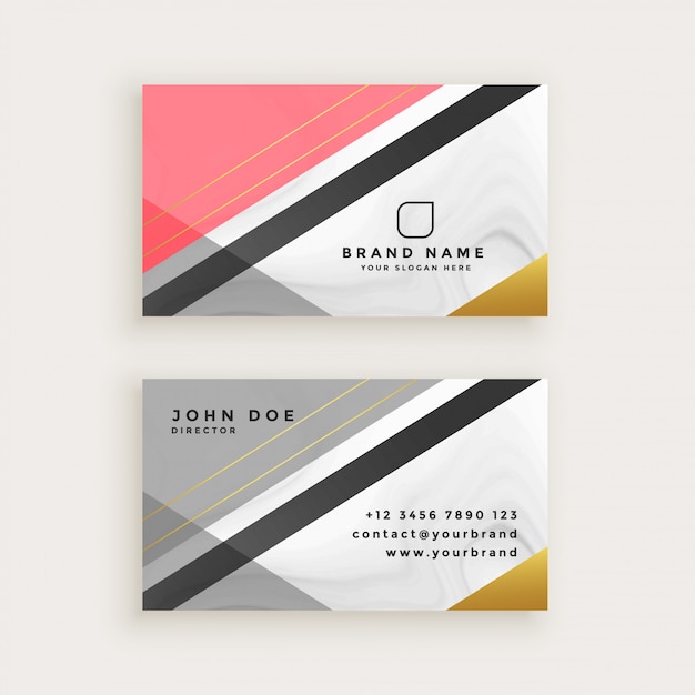 Elegant business card with marble texture template