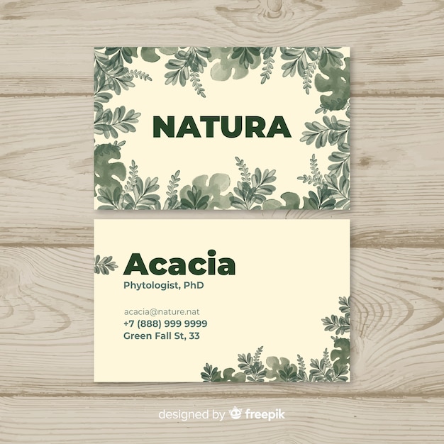 Free vector elegant business card with nature concept