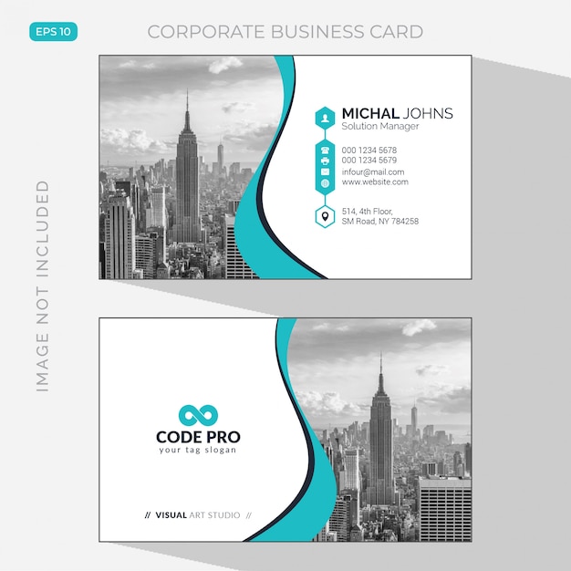 Elegant business card with photo of city