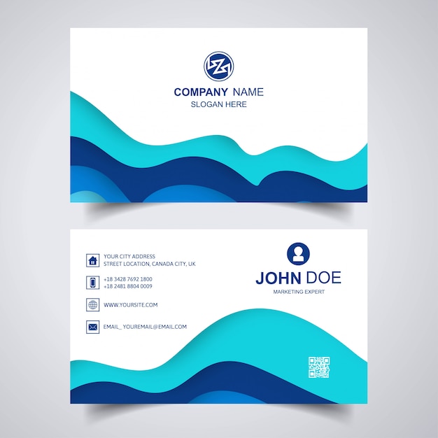 Elegant business card with wave template