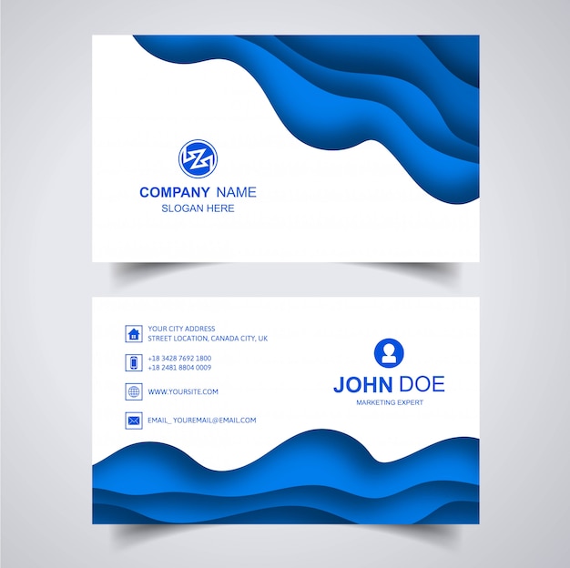 Free vector elegant business card with wave template
