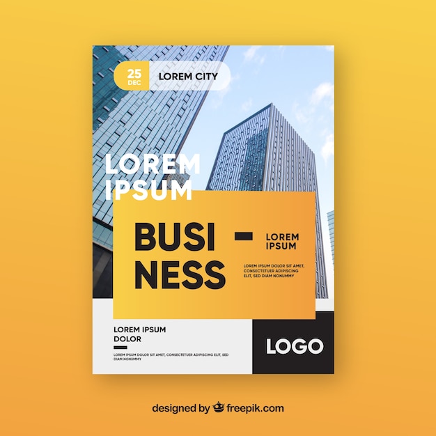 Elegant business flyer template with buildings