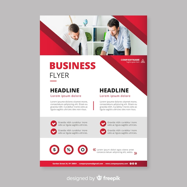 Elegant business flyer template with flat design