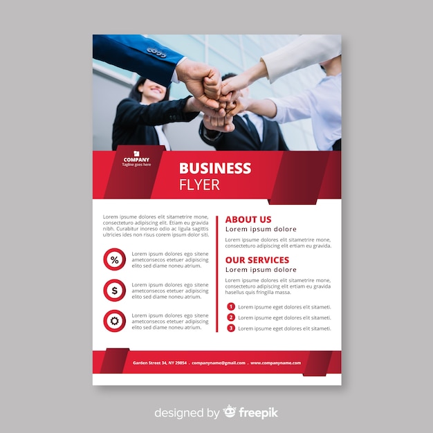 Free vector elegant business flyer template with flat design