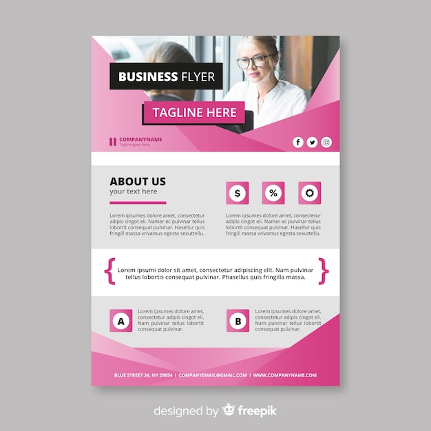 Free vector elegant business flyer template with flat design