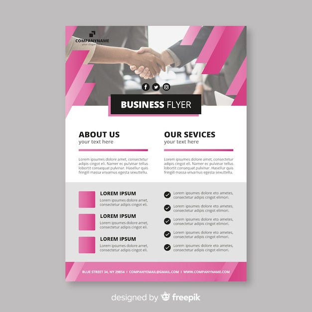 Free vector elegant business flyer template with flat design