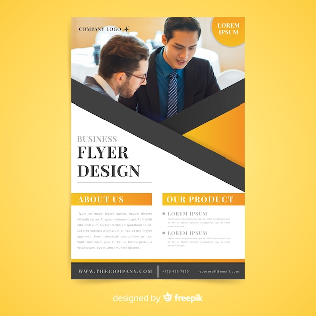 Elegant business flyer template with photo