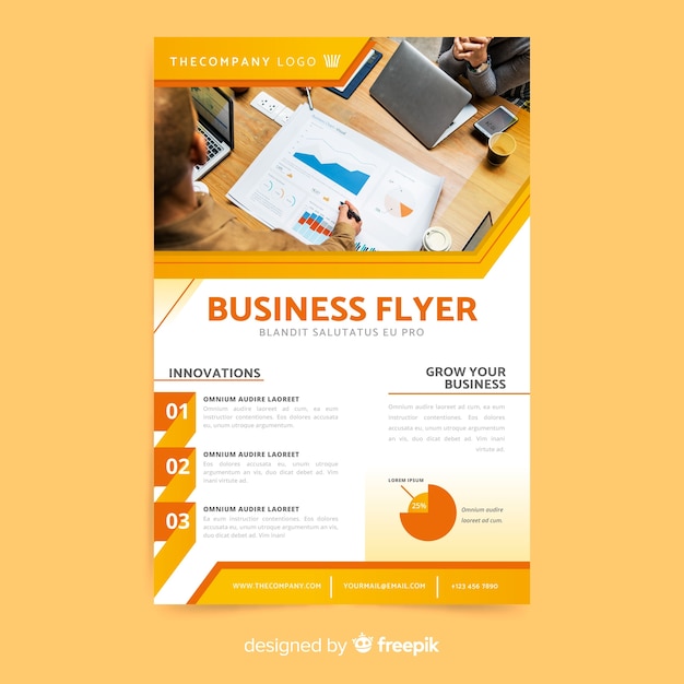 Elegant business flyer template with photo