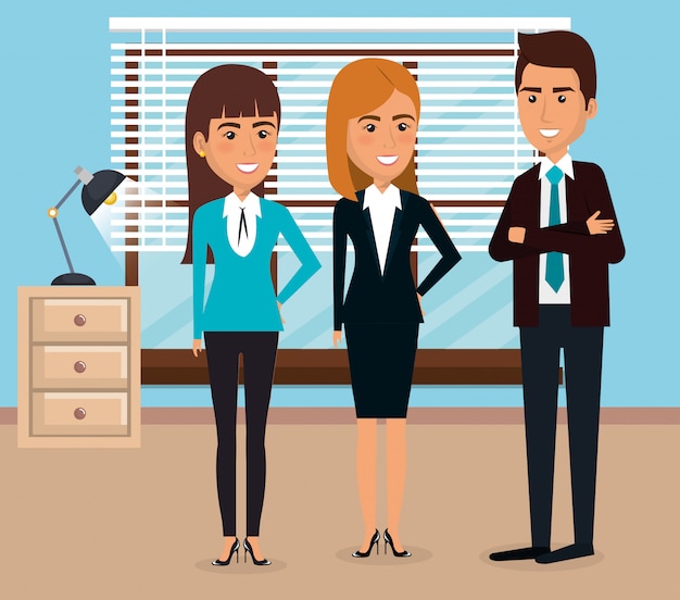 Free vector elegant business people in the office scene