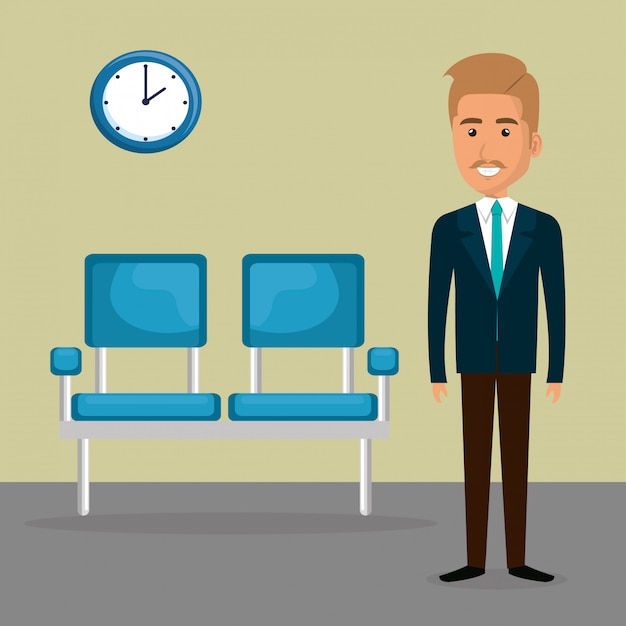 Free vector elegant businessman in the waiting room