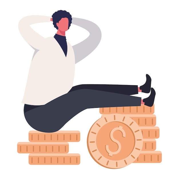 Free vector elegant businessman with coins