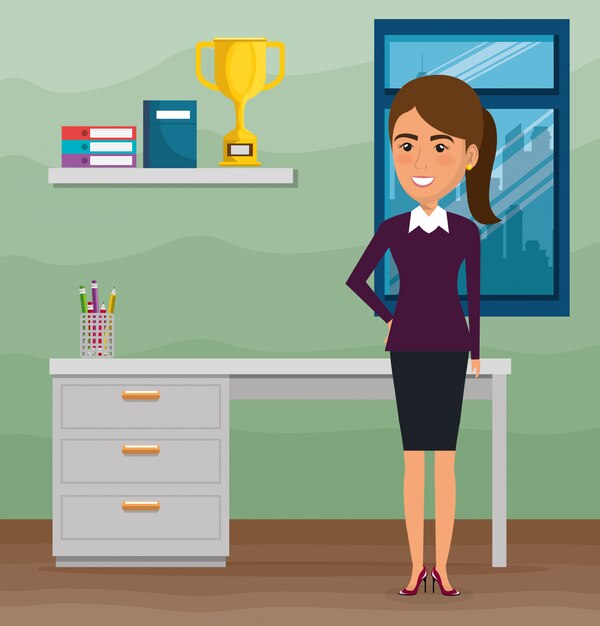elegant businesswoman in the office scene