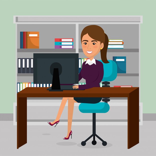 elegant businesswoman in the office scene