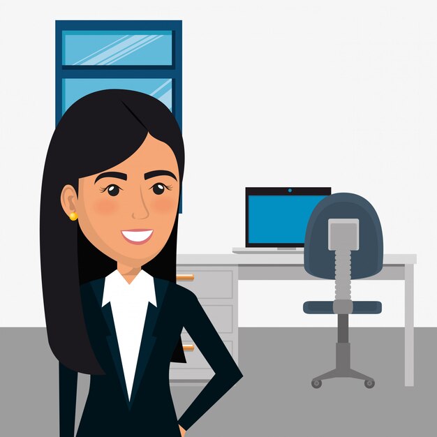 elegant businesswoman in the office scene