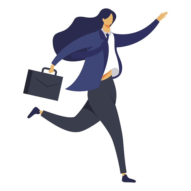 Бесплатное векторное изображение Элегантная деловая женщина бежит
