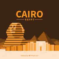 Free vector elegant cairo skyline with flat design