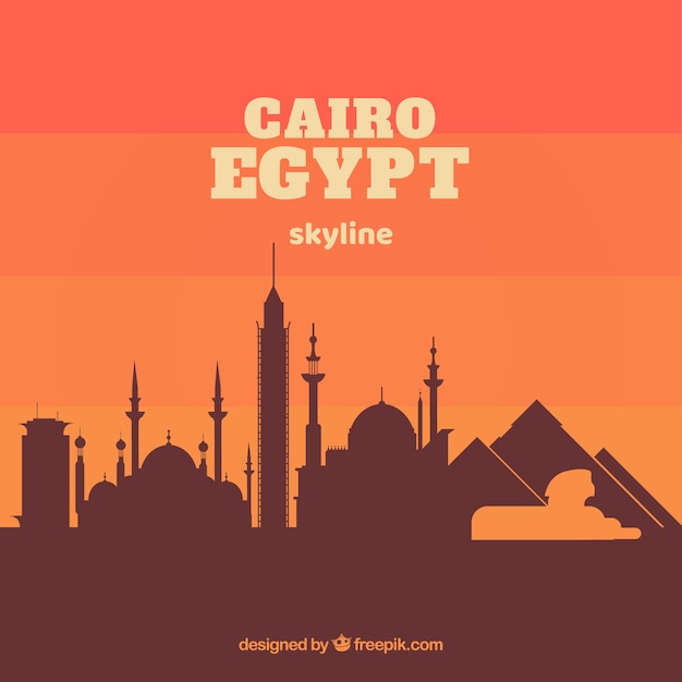 Vettore gratuito elegante skyline di cairo con design piatto