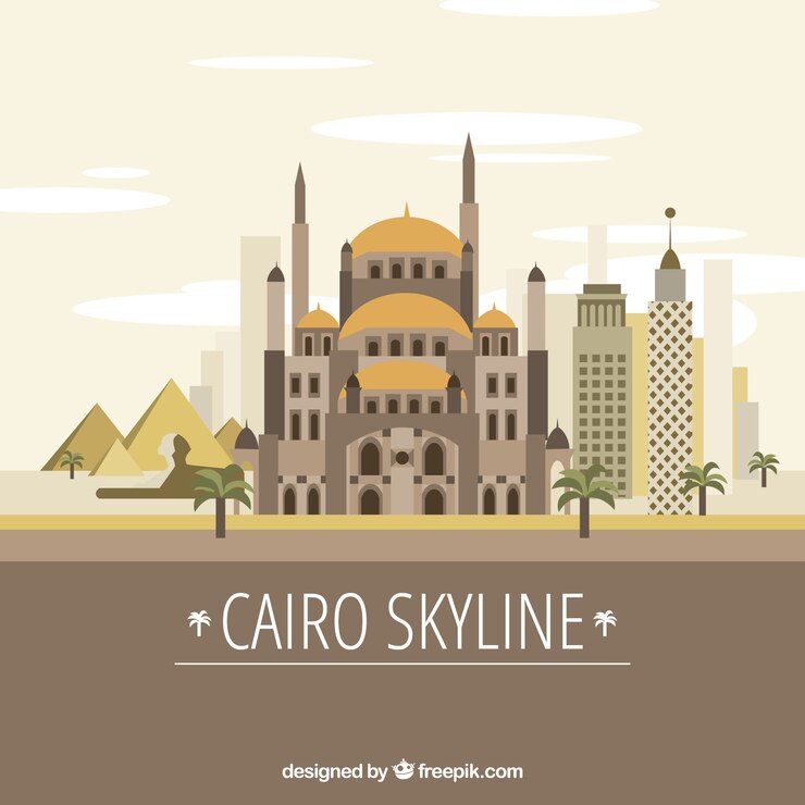Free Vector elegant cairo skyline with flat design