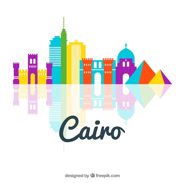 Free vector elegant cairo skyline with flat design