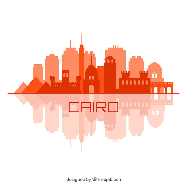 Free vector elegant cairo skyline with flat design