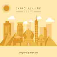 Free vector elegant cairo skyline with flat design