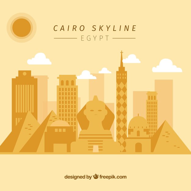 Elegant cairo skyline with flat design