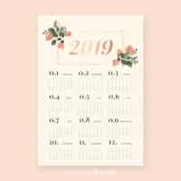 Free vector elegant calendar 2019