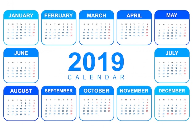 Elegant Calendar colorful 2019 template design