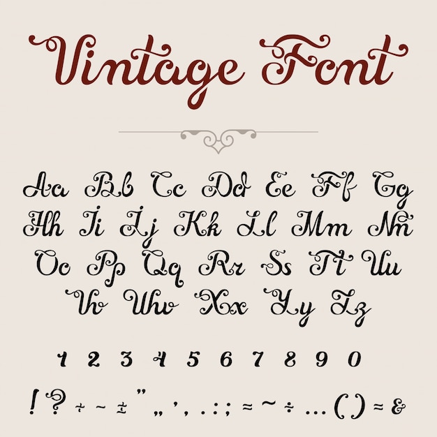 Бесплатное векторное изображение Элегантный шрифт каллиграфического скрипта. каллиграфия буквы шрифта