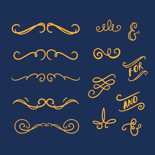 Vettore gratuito eleganti ornamenti nuziali calligrafici