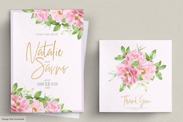 elegant camellia floral wedding invitation card template