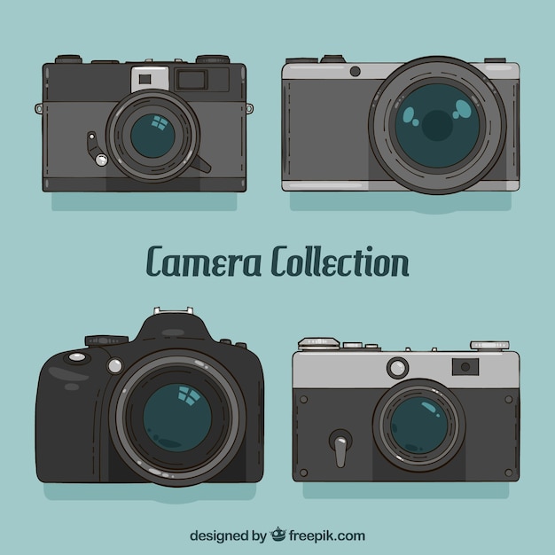 Vettore gratuito elegante collezione di fotocamere