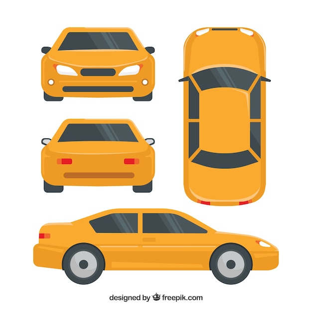 Free vector elegant car in different views