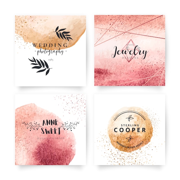 Бесплатное векторное изображение Коллекция elegant card с прекрасными логотипами