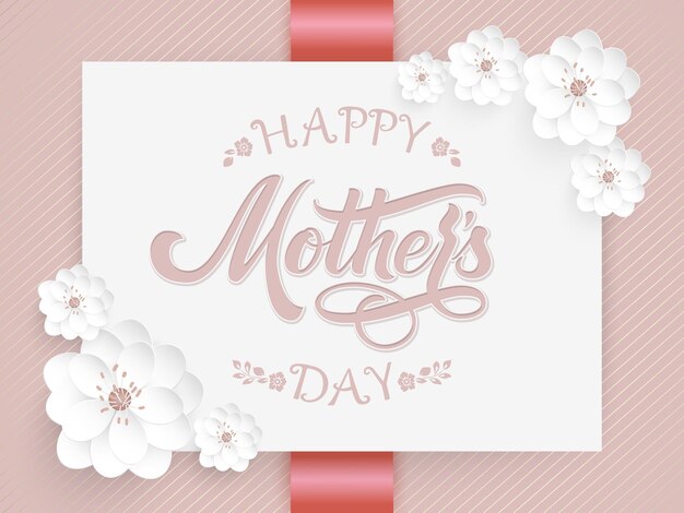 Elegant card with Happy Mothers Day lettering and floral elements