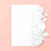 Free vector elegant card with white paper cut flowers