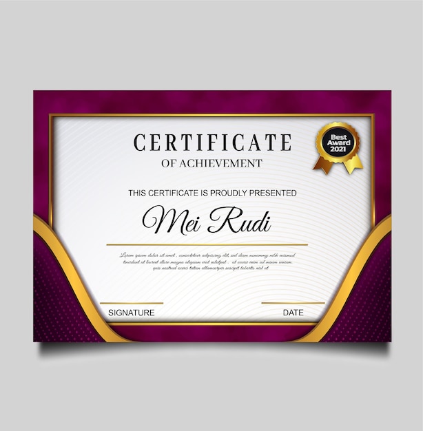 Elegant certificate achievement template design