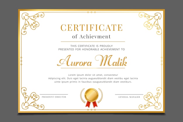 Elegant certificate achievement template