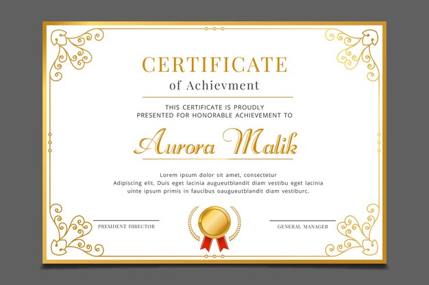 Elegant certificate achievement template