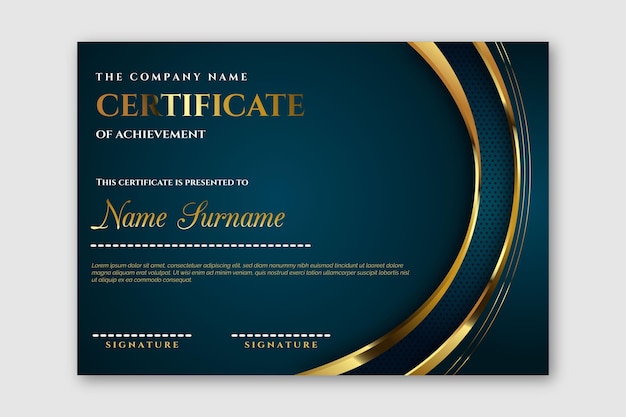 Free vector elegant certificate of achievement template