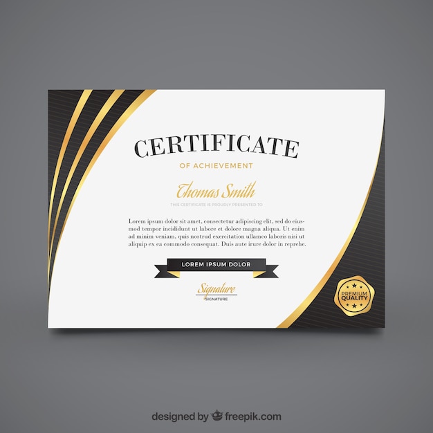 Элегантный сертификат достижения с золотыми элементами